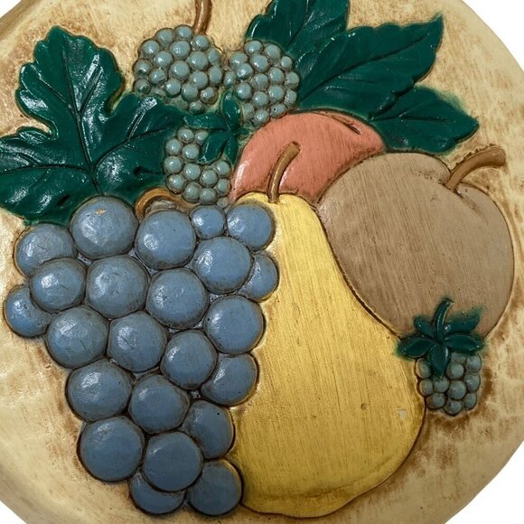 Retro Kitchen Wall Decor Vintage Plastic Pan 1990s Country Fruits Design - Picture 3 of 11